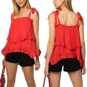 Coral Ruffle Top Size S
